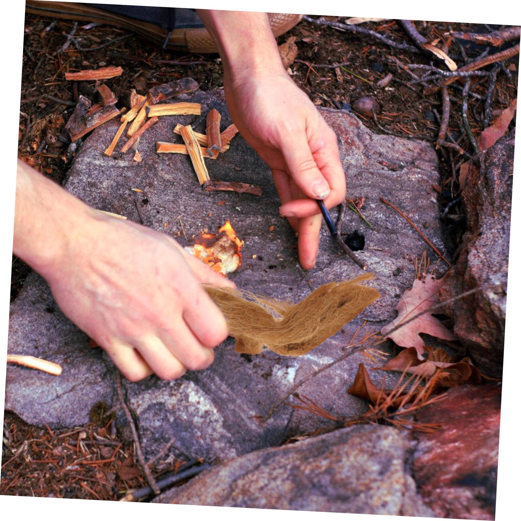 Levemolo Jute Fire Starter Camping Accessory 4 Pack Natural Fire Starter for Emergency and Outdoor Use