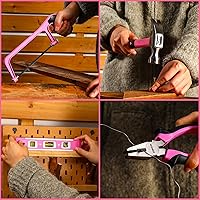 Vista 6 de Pink Tool Kit Box Drill Set：DEKOPRO Home Mechanic Toolbox with 12V Power Cordless Drill Hand Repair Tools Sets Combo Kits Storage Organizer Drawer