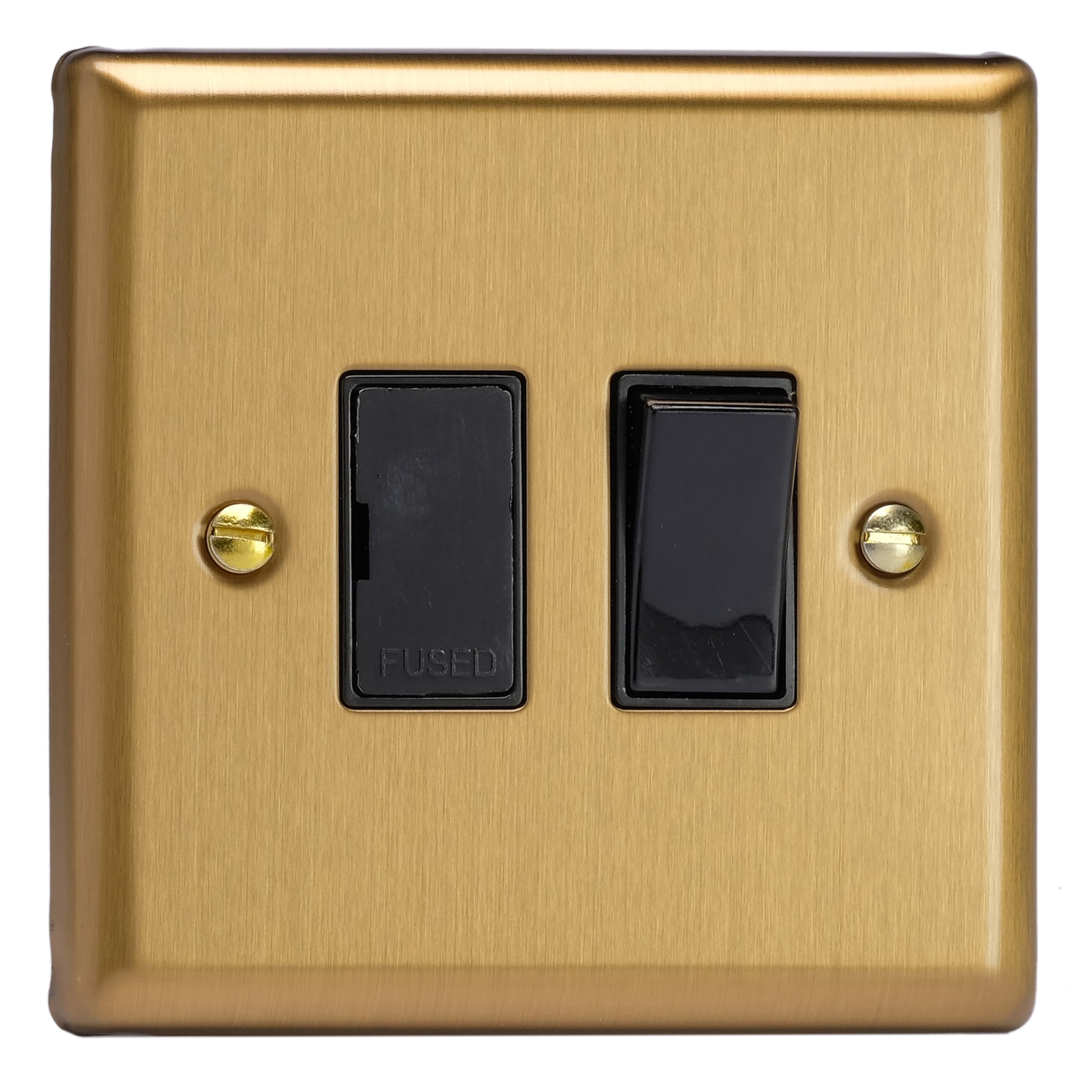 Varilight Brushed Brass Xb6b Switched Fused Spur, Classic + Black Insert