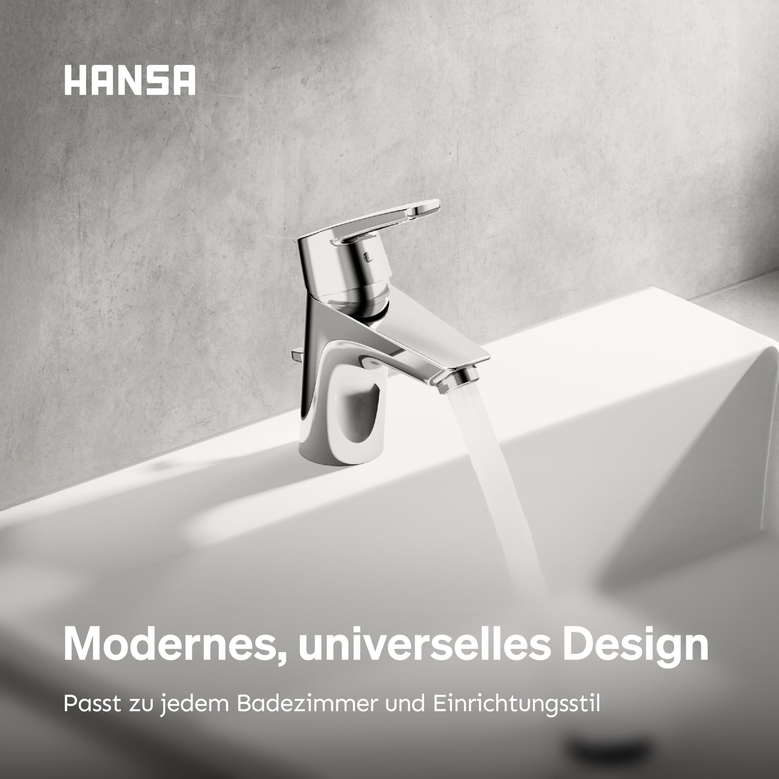 HANSA POLO Waschtischarmatur I Wasserhahn Badezimmer mit Temperatur & Wassermengenbegrenzer | Mischbatterie Bad aus Messing | Inkl. Ablaufgarnitur mit Zugstange | Einhebelmischer Waschbecken | Chrom