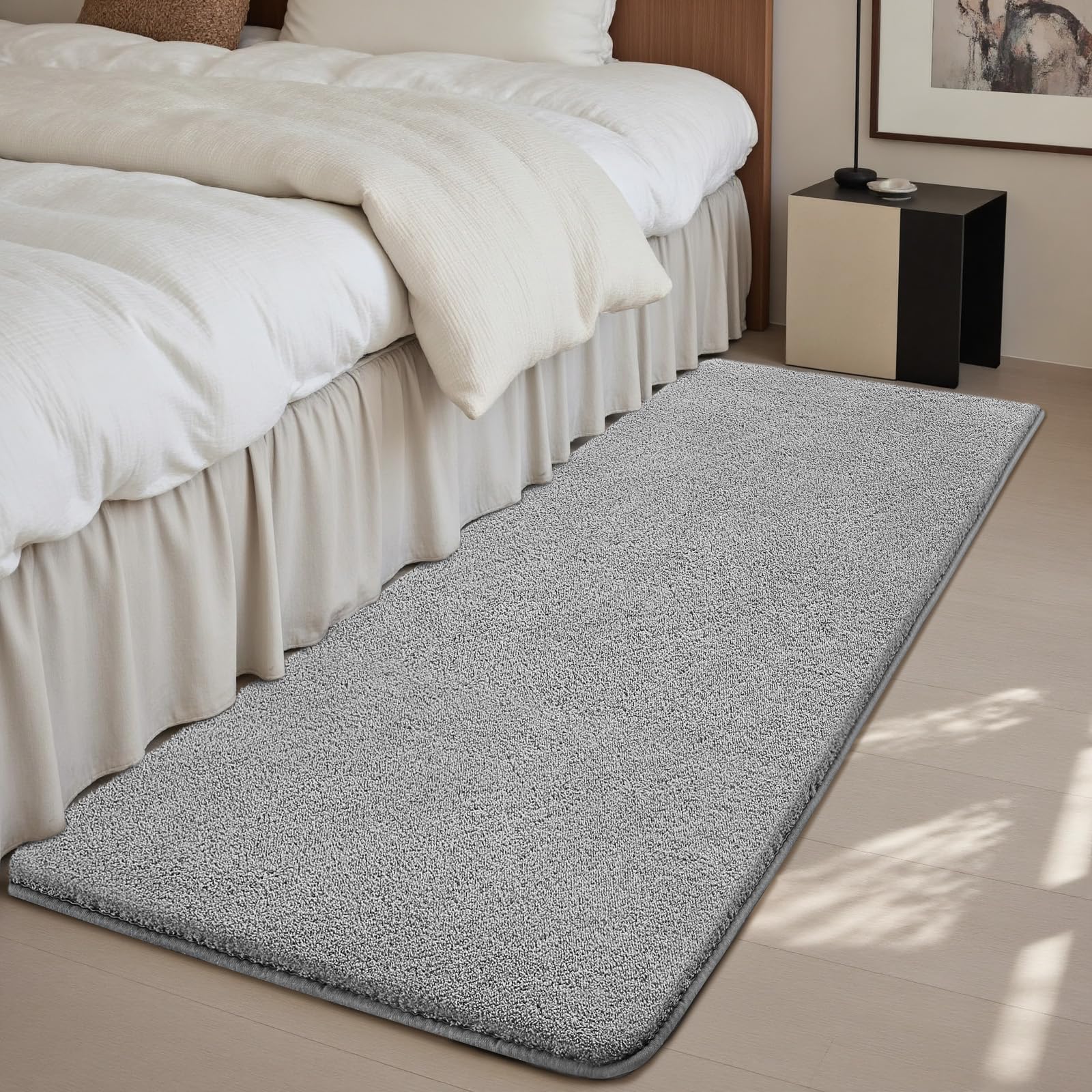 Sour Lemon Rugs Living Room 80x300cm, Grey Shaggy Fluffy Bedside Rug, Short Pile Soft Runner Rugs, Anti-Slip Washable Area Rug, Modern Floor Carpets for Kids Room Bedroom Hallway Entryway — image 1