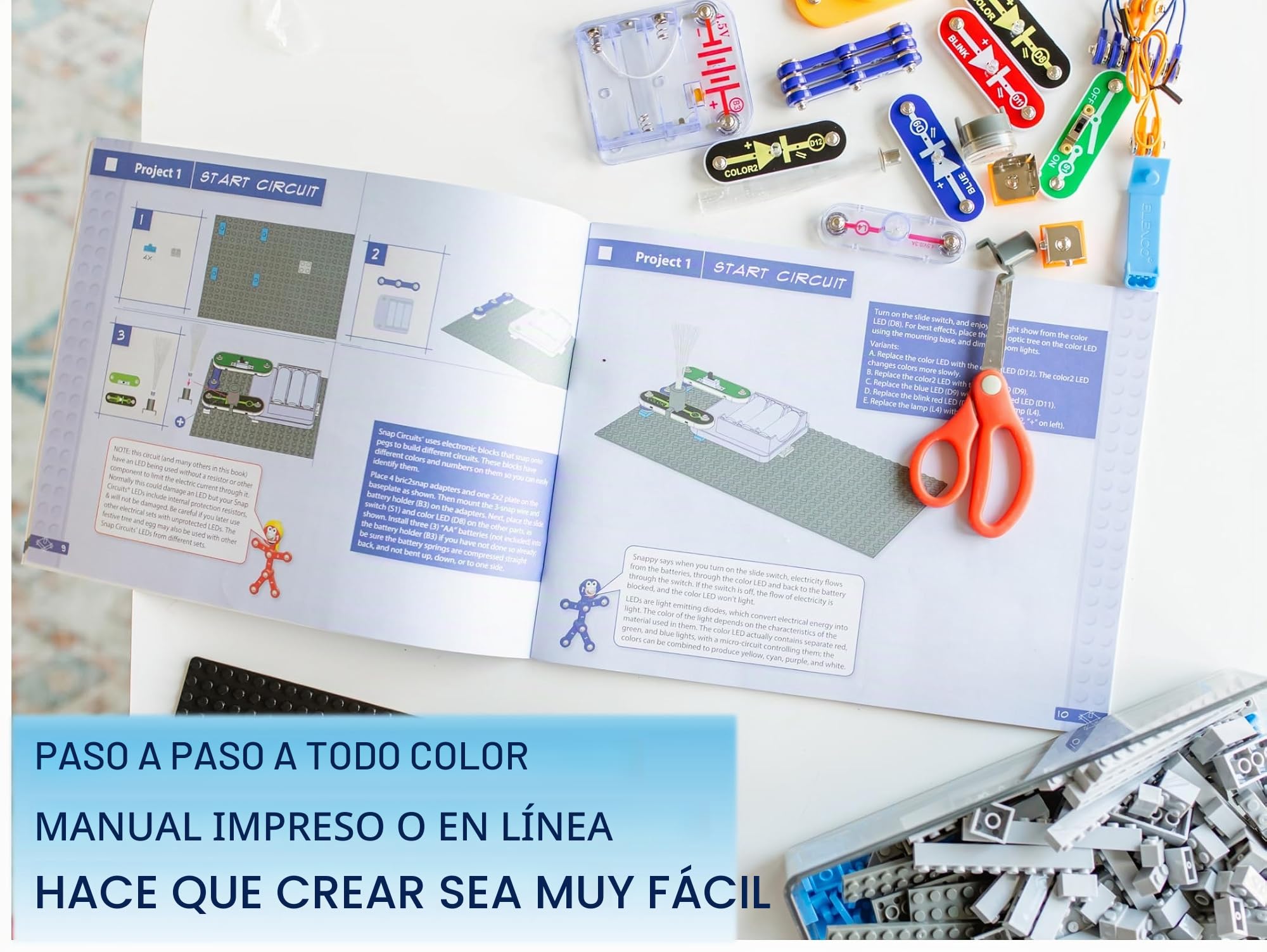 Snap Circuits SCBRIC1 Structures | Kit de exploración de ladrillo y electrónica Stem & Ladrillo Manual de Proyecto a Todo Color | 20 Piezas | 75 adaptadores Bric-2-Snap |140+ Brics, Multicolor