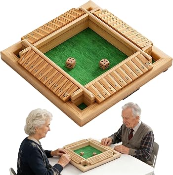 Handcrafted Wooden Flip Number Set for Seniors Dice & Card Matching Activity, Promotes Relaxation, Engages Cognitive Function, Reduces Boredom, Soothes Anxiety, 23x23cm GiftGreen