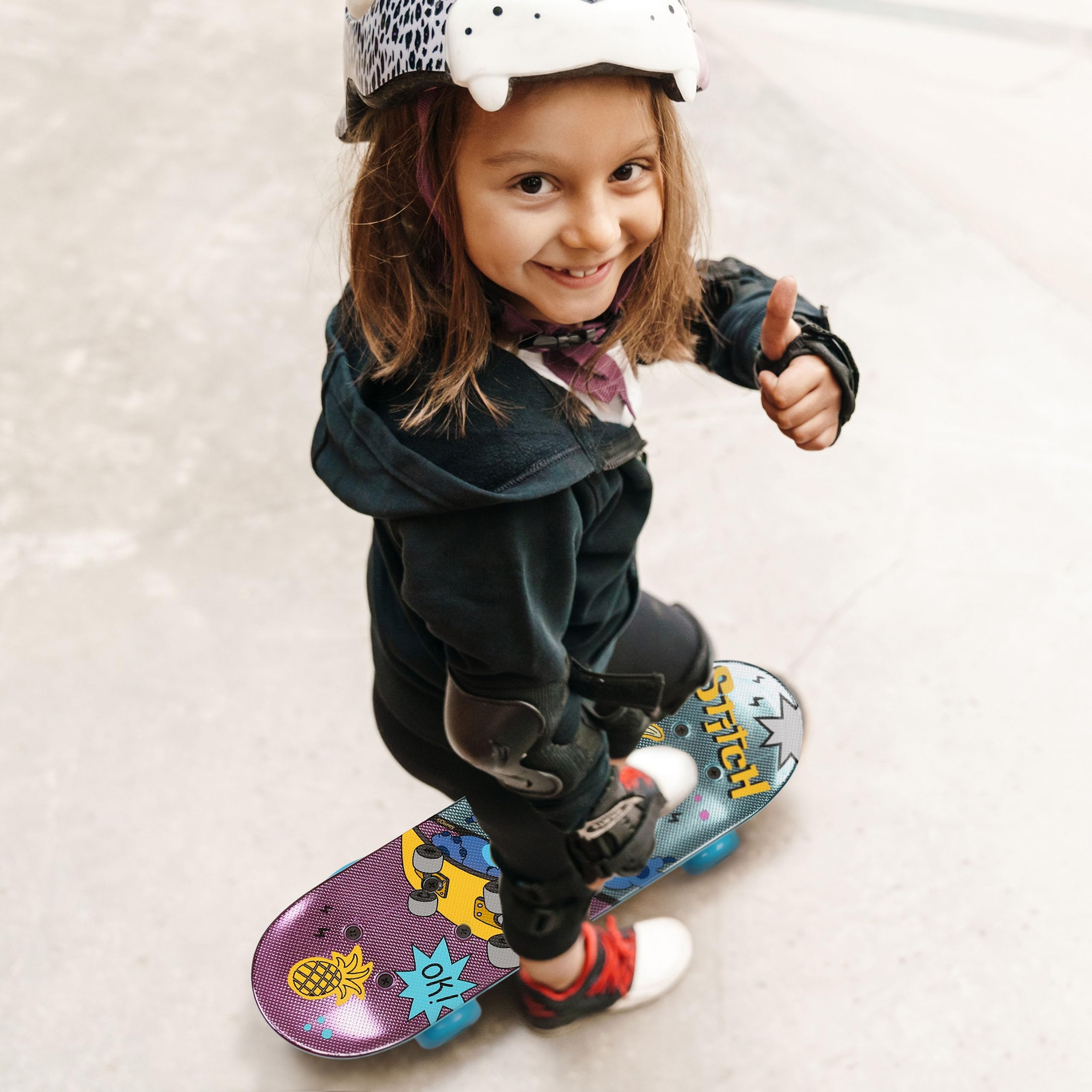 DISNEY Stitch Skateboard per bambini 42 cm, tavola antiscivolo, leggera, STABILE fino a 20 kg