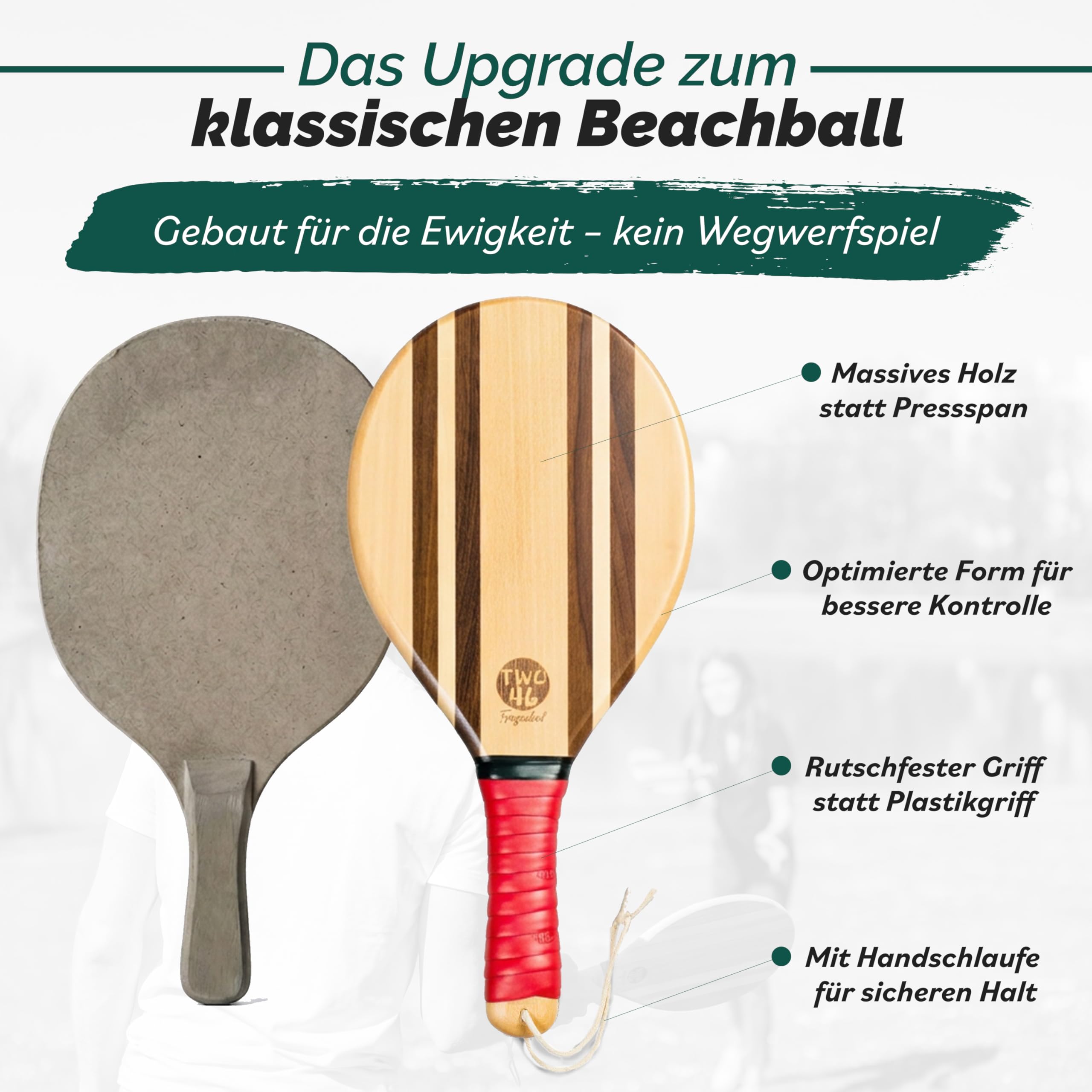 two46 Frescobol - Premium Beachball Set aus Holz | Handgefertigt & Langlebig | TESTSIEGER 2023 | inkl. Anfängerball & Tasche | Perfekte Geschenkidee | Der Trendsport aus Brasilien