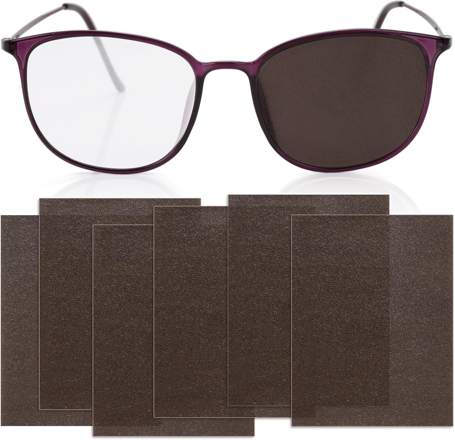 Translucent Brown Eye Patch for Glasses,6 Pack Reusable Vision Patching,Perfect for Lazy Eye, Amblyopia, Strabismus and Post-Surgery Recovery