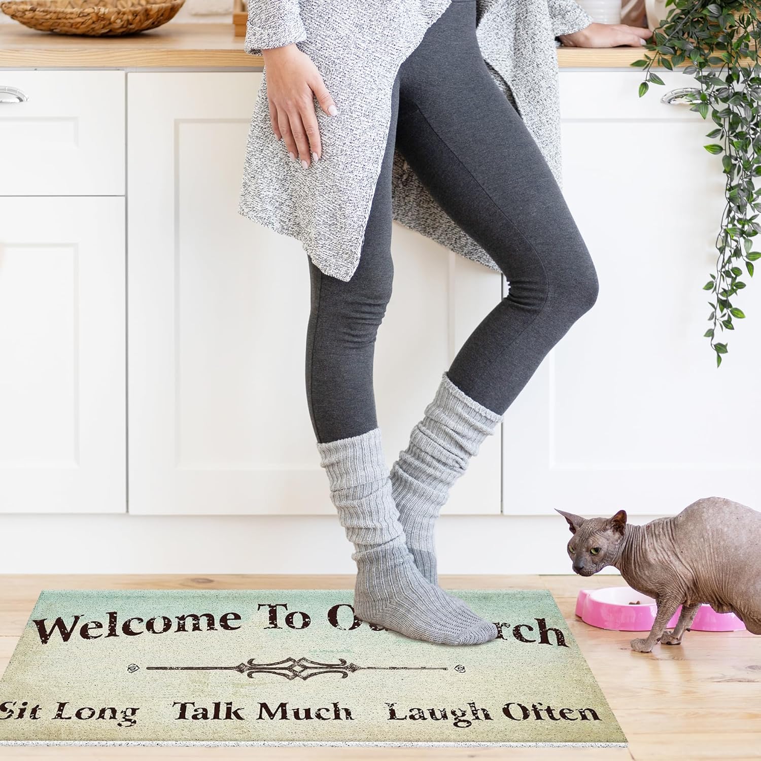 Jvpke Funny Welcome Mat, 17x30 Inches - Front Door Entrance, Indoor Outdoor Use