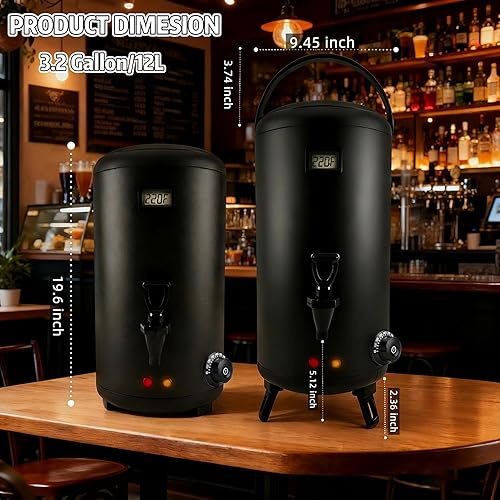 Miniatura 2 de Dispensador de bebidas aislado, con pantalla de temperatura, dispensador de bebidas frías y calientes de 80 tazas, acero inoxidable, calefacción