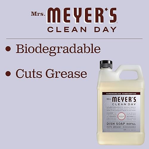 Miniatura 4 de Mrs. Meyer's - Recambio de jabón líquido para platos, fórmula biodegradable, lavanda, 48 onzas líquidas
