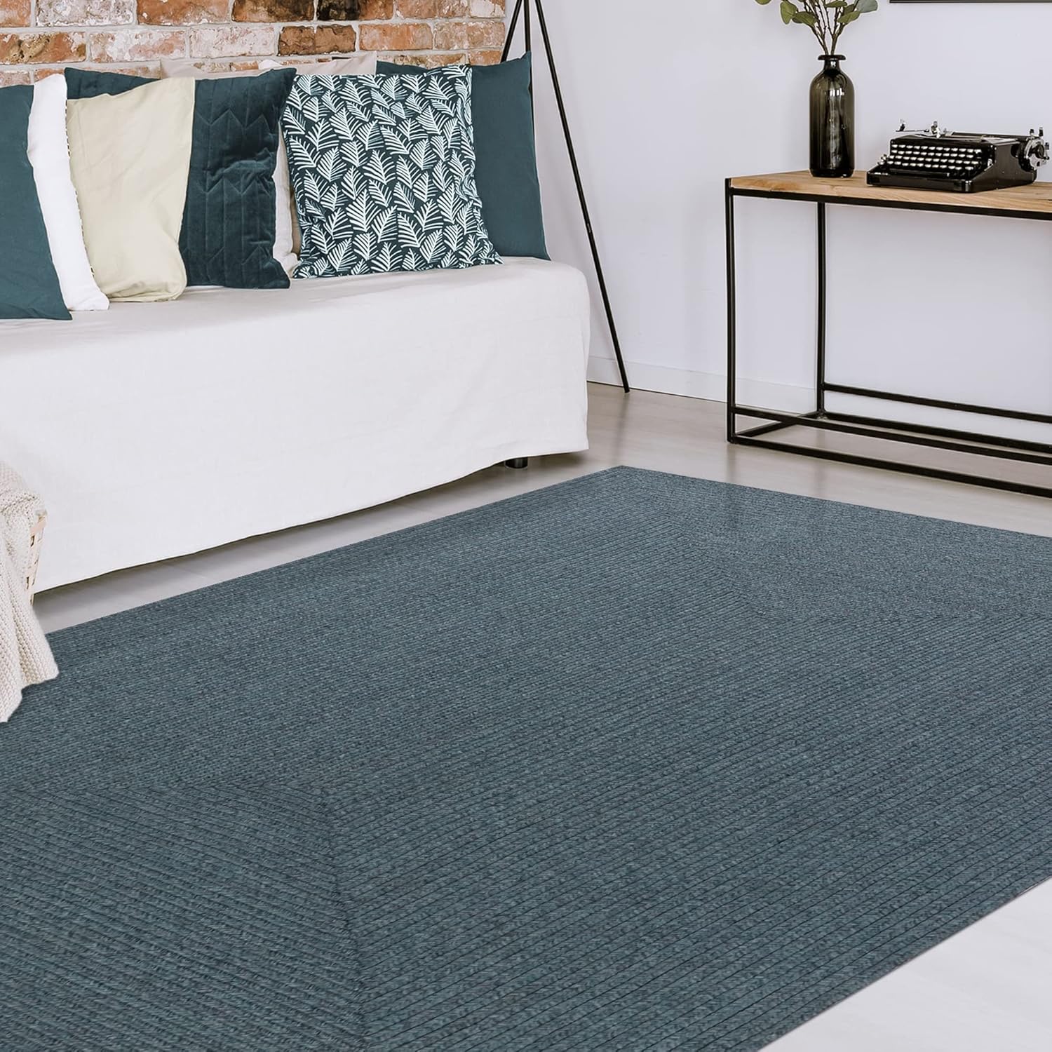 Superior Indoor/ Outdoor Large Area Rug, Reversible Braided Home Floor Decor for Living Room, Kitchen, Entryway, Patio, Front Porch, Deck, Modern, Boho, Farmhouse Style, 4' x 6', Lagoon Breeze