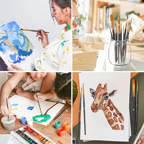 Miniatura 8 de Juego de pinceles de pintura, 20 pinceles negros y azules para pintura acrílica, pinceles de acuarela para niños, pincel de pintura de huevo de