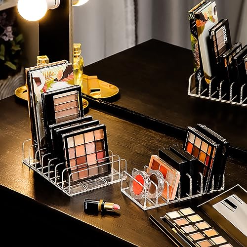 Miniatura 8 de JessLab Paleta de sombra de ojos, organizador de maquillaje acrílico de 7 secciones divididas, organizadores de maquillaje y almacenamiento para