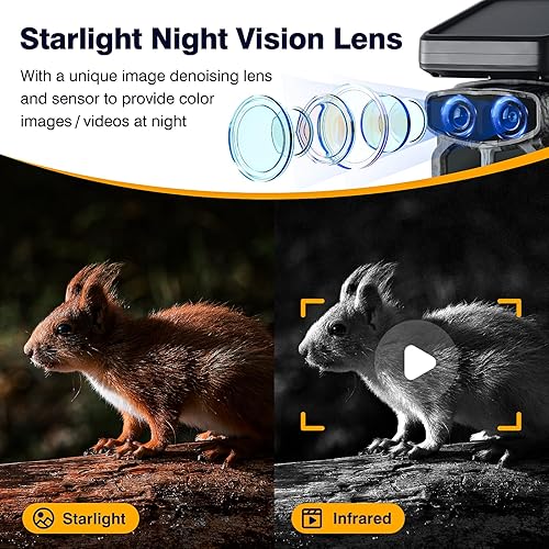 Miniatura 4 de Cámara de rastro WiFi lente dual 4K 30FPS 60MP Solar Starlight visión nocturna Bluetooth cámara de juego con disparador 0.1s IMX458 SensorsMotion