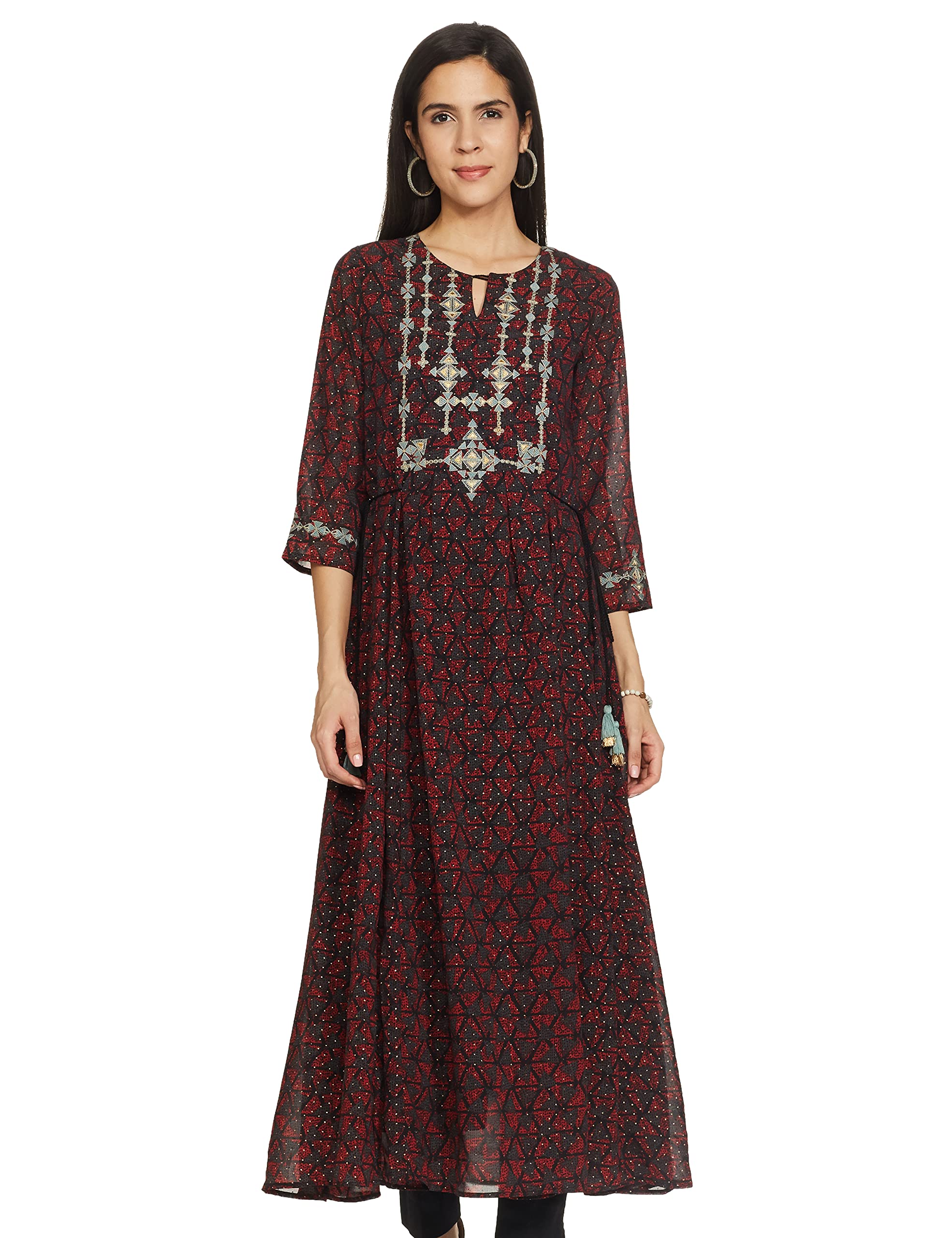 global desi Women's Synthetic Regular Kurta