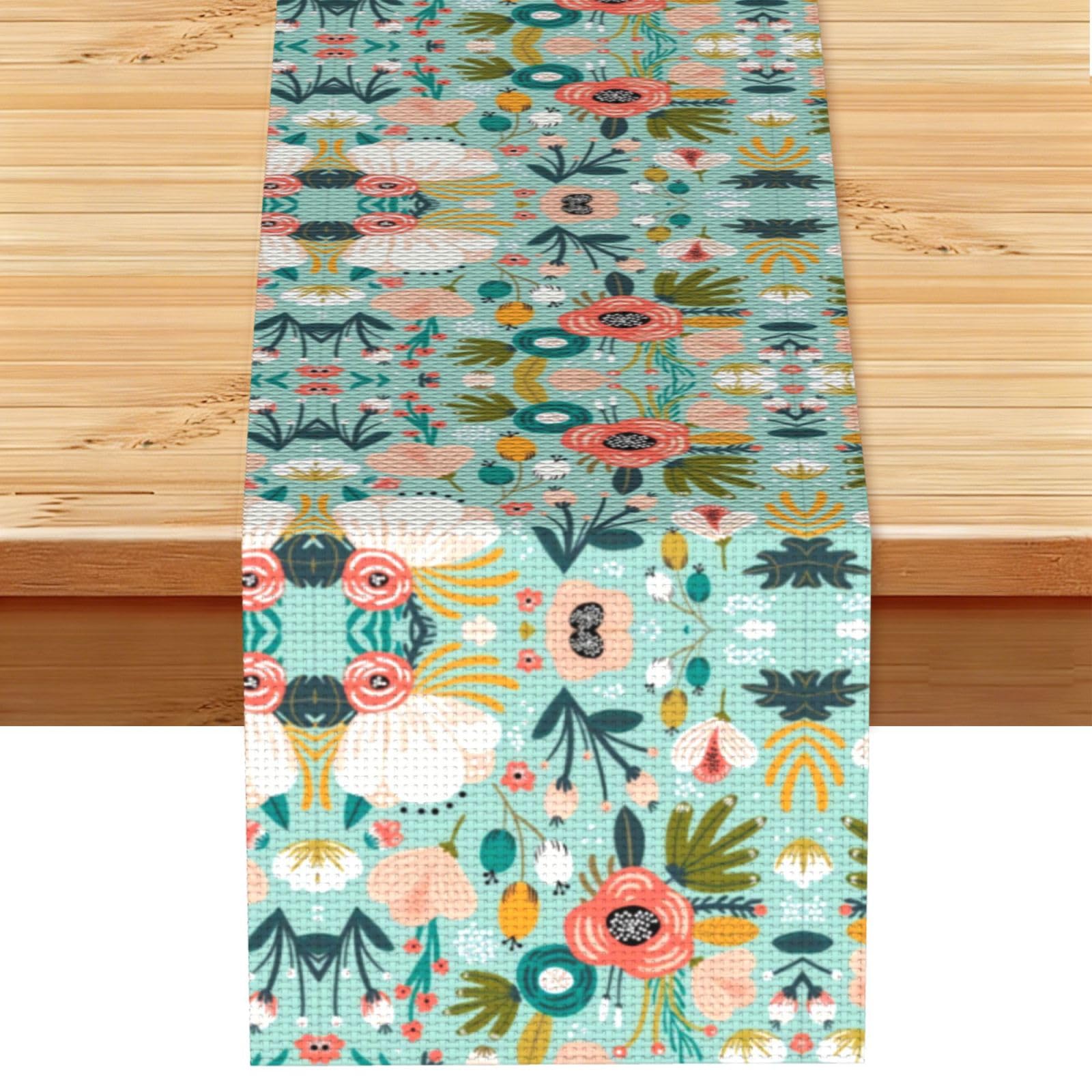 Flowers Linen Feel Table Runner Wedding Party Home Decoration