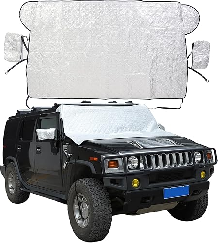 CHEAYAR Cubierta de parabrisas compatible con Hummer H2 2003-2007, para hielo y nieve, hielo, rayos UV y escarcha, protector de espejo, resistente