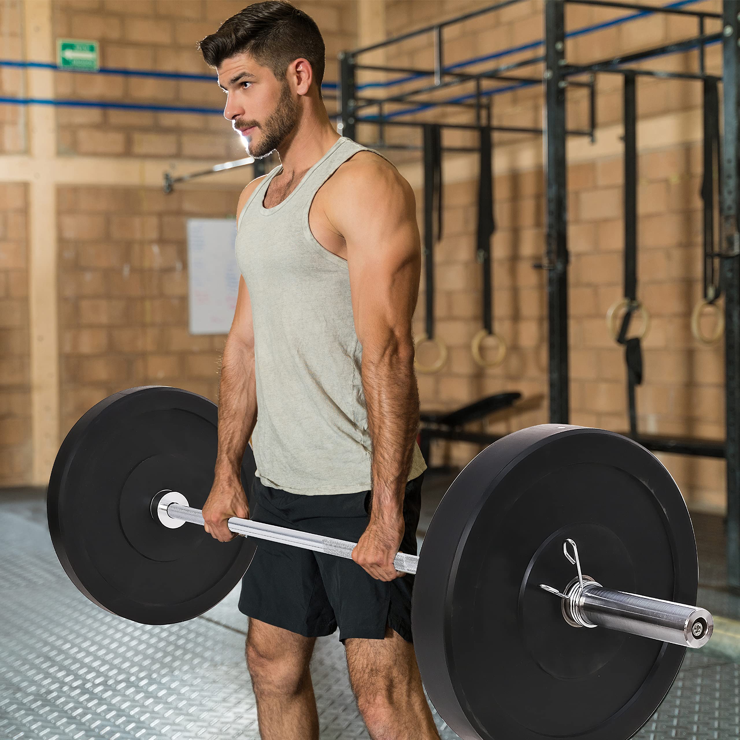 Barre D'haltère Courte MOVIT - Chromée, Moletée, 35 Cm, 2 Kg - Pour Entraînement Musculation à La Maison