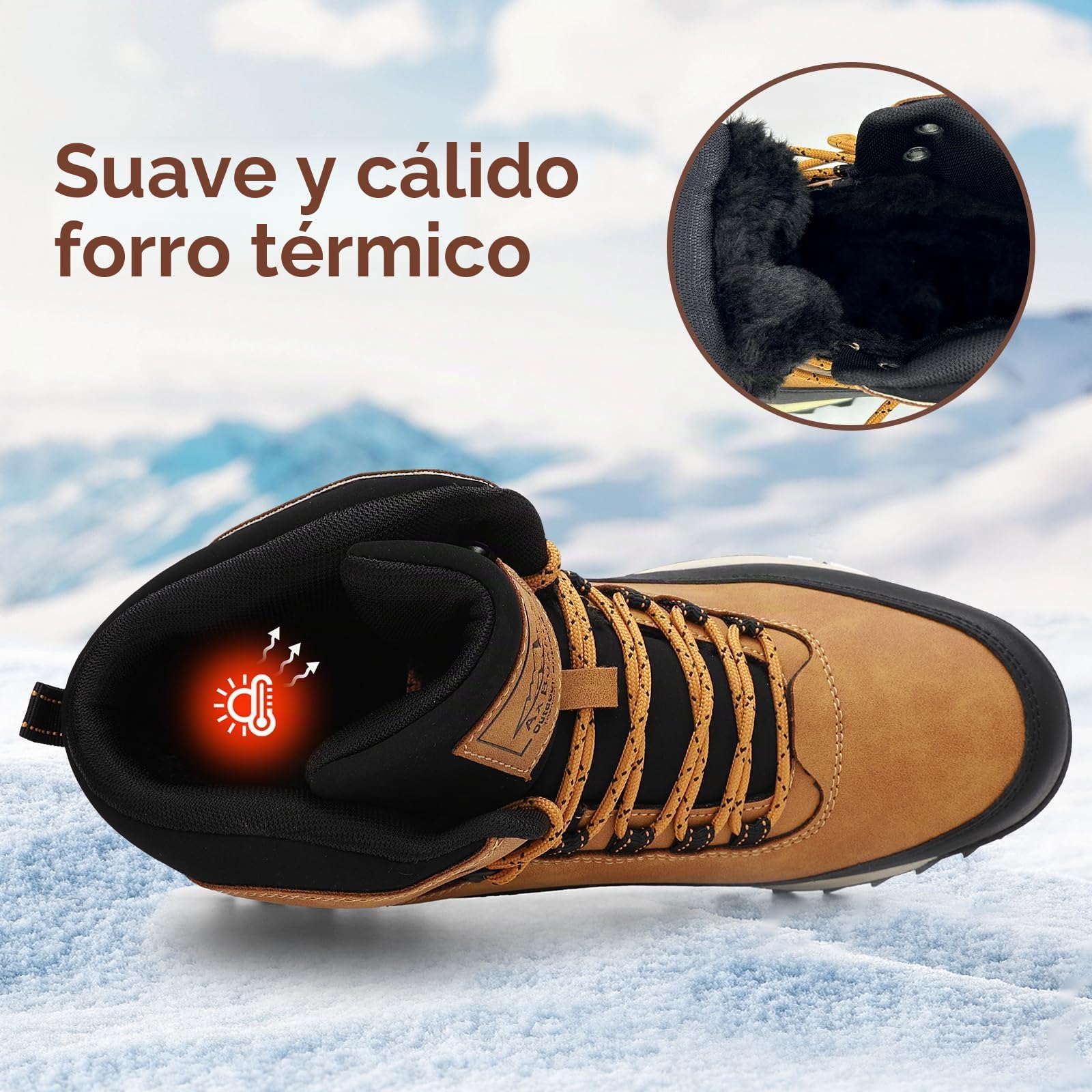 AX BOXING Botas Hombre Trekking Zapatillas Senderismo Invierno Botas de Nieve Cálido Botines Montaña al Aire Libre EU41-46