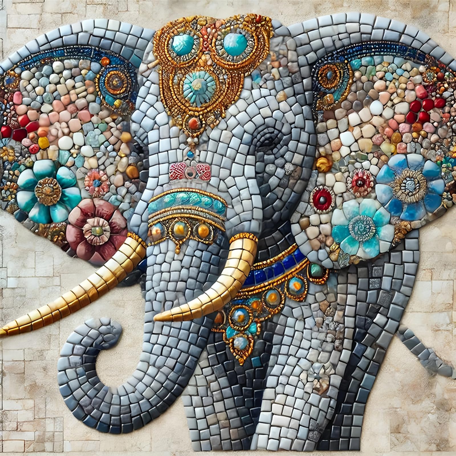 POETRYDRAW Elephant Full DIY 5D Round Drill Gem Art Diamond Art Painting Kits for Adults/Beginners Gift Idea Home Decor Diamond Art Kits 15.75x15.75 in (Elephant)