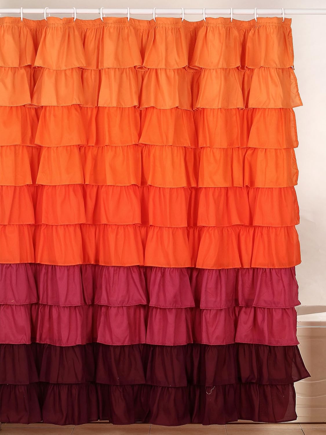 BEDFORD HOME Harvest Ruffle Shower Curtain with Buttonhole Amazon.co