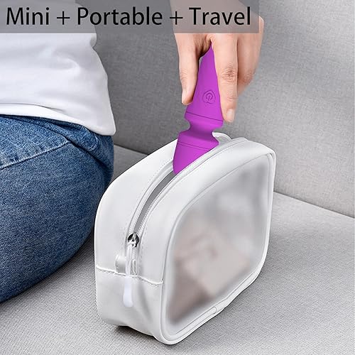 Miniatura 6 de Mini masajeador de mano con 10 modos de vibración silenciosos, masajeador personal inalámbrico para cuello, hombro, espalda y cuerpo (morado)