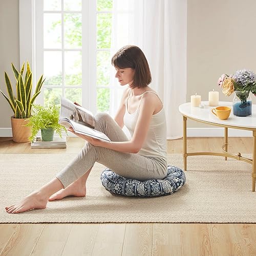 Miniatura 8 de Codi Juego de 2 almohadas de meditación para el suelo almohadas bohemias para adultos y niños cojín redondo grande para yoga sala de estar tatamis