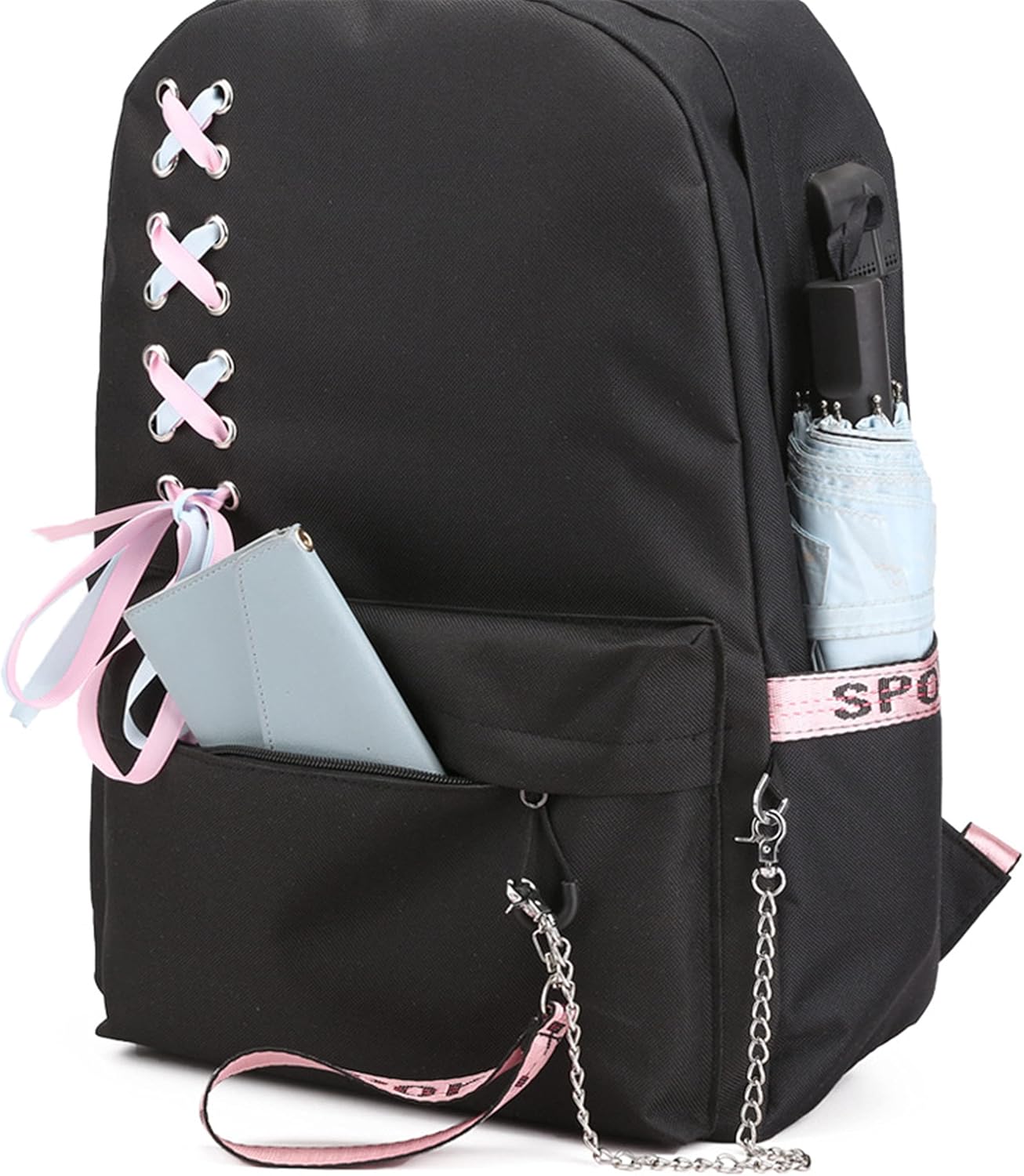 Anime DanDaDan Backpack Daypack Laptop Bag School Bag with USB port and Headphone Jack 7