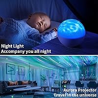 Vista 2 de Proyector de estrellas, proyector Aurora de luz nocturna 4 en 1, proyector de luz de galaxia con 8 ruidos blancos y altavoz Bluetooth