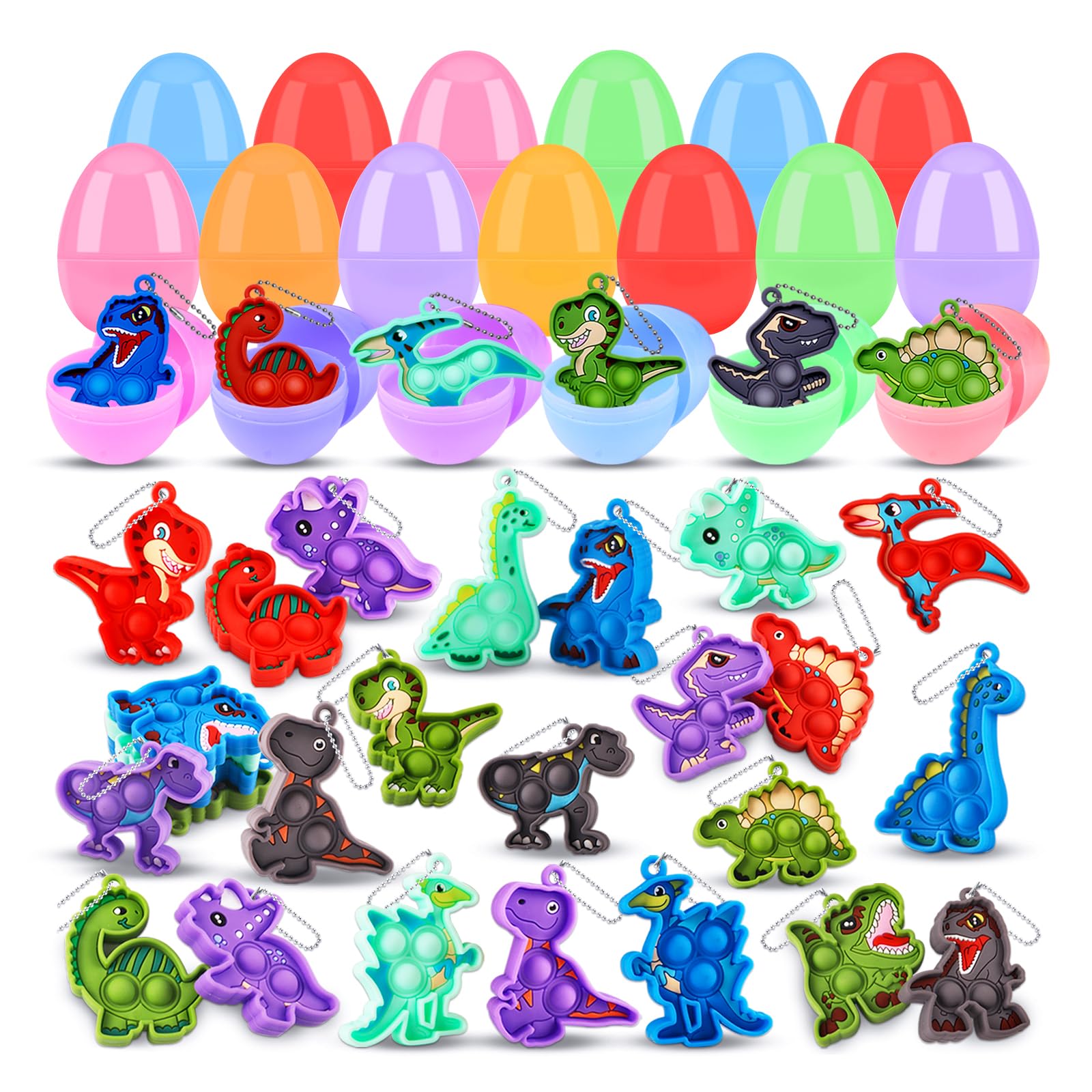 Dinosaur Party Favors - 24 Bulk Keychains -10 Dinosaur Party Favors - 24 Bulk Keychains -10