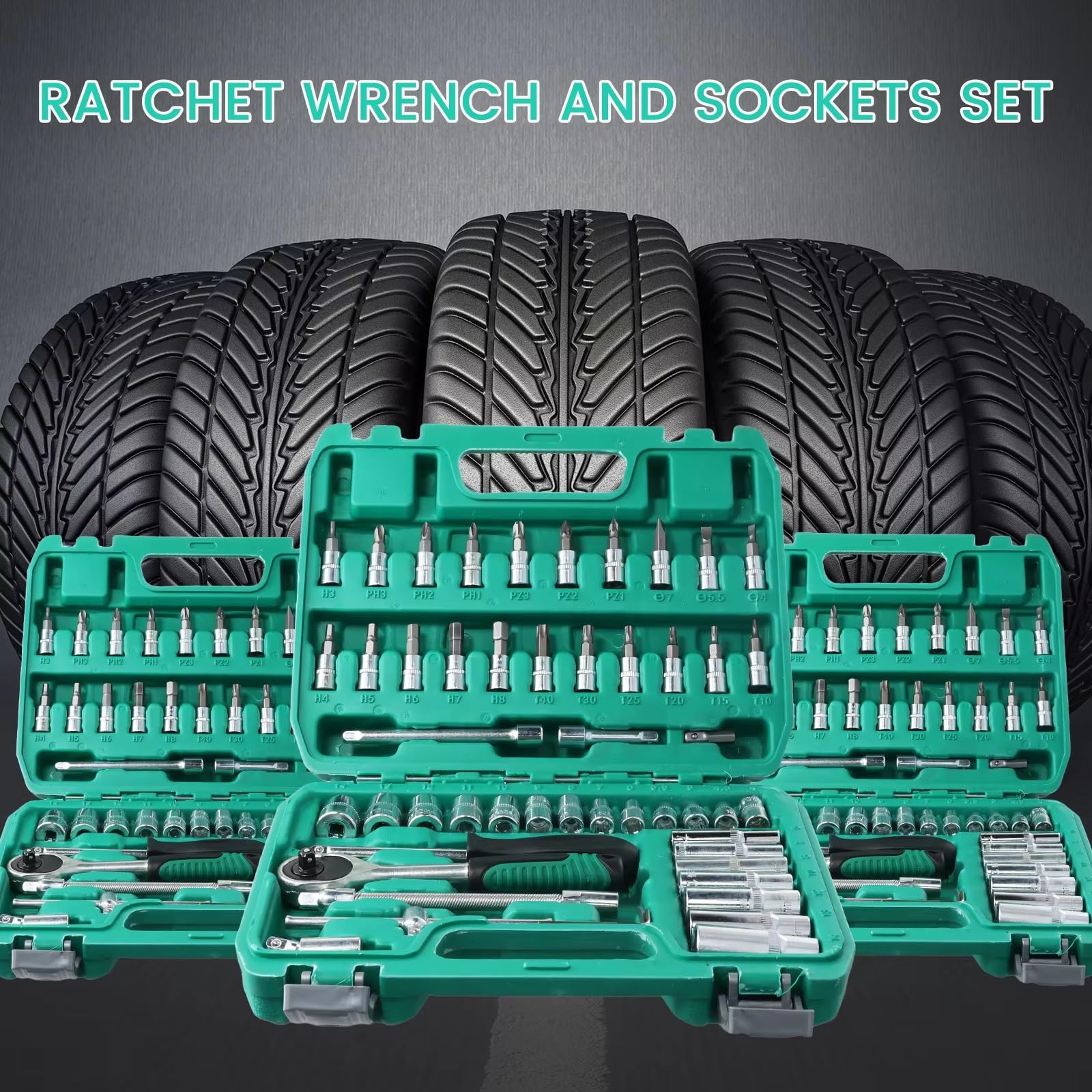Set attrezzi da officina 53 Pz Chiave A Cricchetto Cassetta Degli Attrezzi 1/4 Pollici Drive Socket Set Strumento Riparazione Auto Kit Combinazione Strumento Riparazione Auto