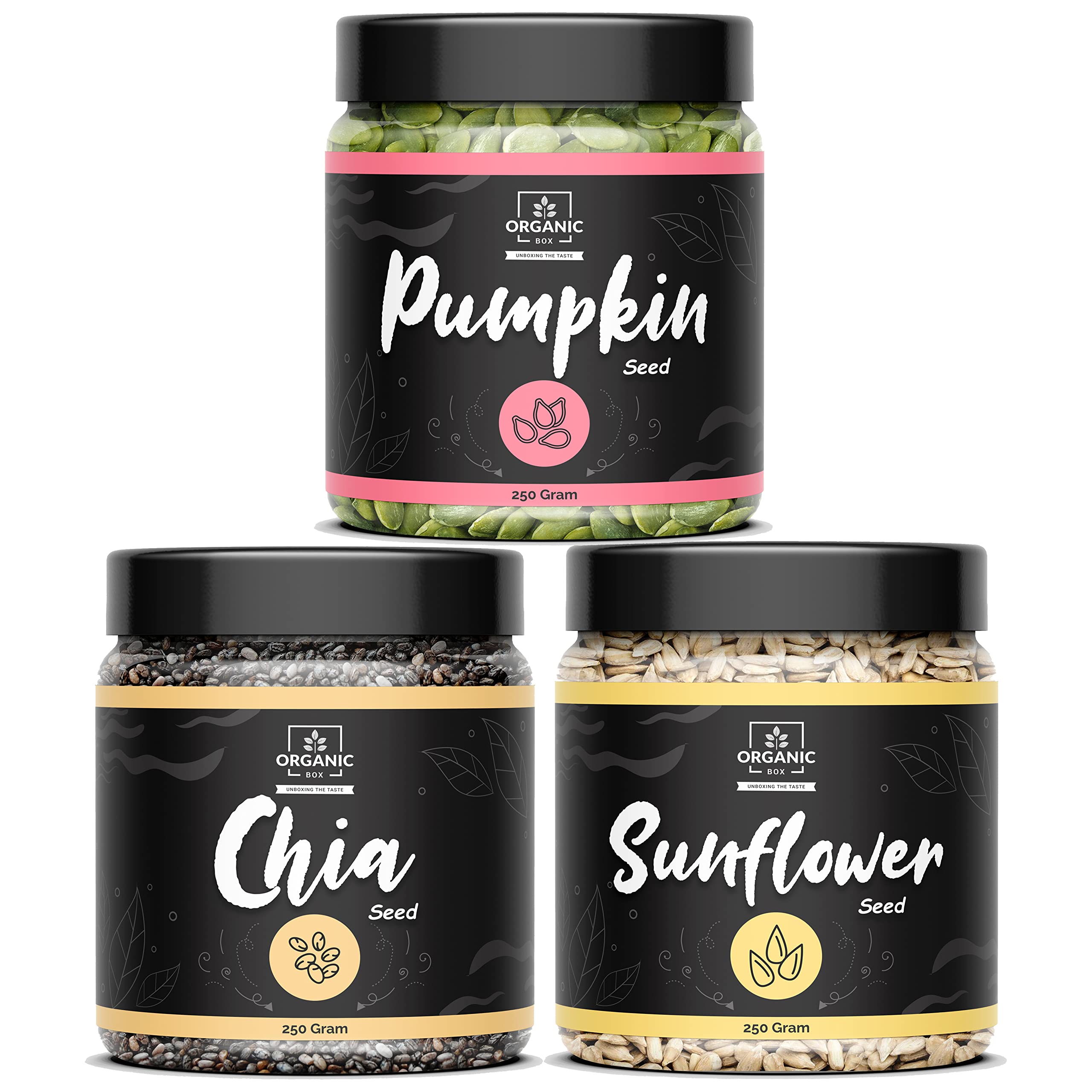 Elly Nuts Raw Pumpkin - 250g, Sunflower - 250g, Chia Seeds - 250g | Raw Edible Seeds Combo | All Premium. [Jar Pack] - Diwali Gift Pack (B09QYK1R4L) Amazon Price History, Amazon Price Tracker