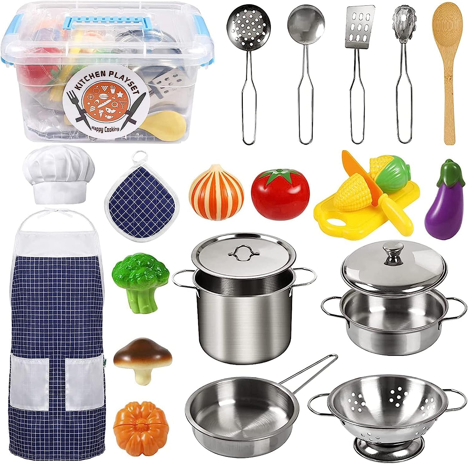 EFO SHM Accessoire Cuisine Enfant, Chef Jeu de rôle avec, Cuisson pour Enfants Accessoires de Cuisine et Costume Habiller, Enfan