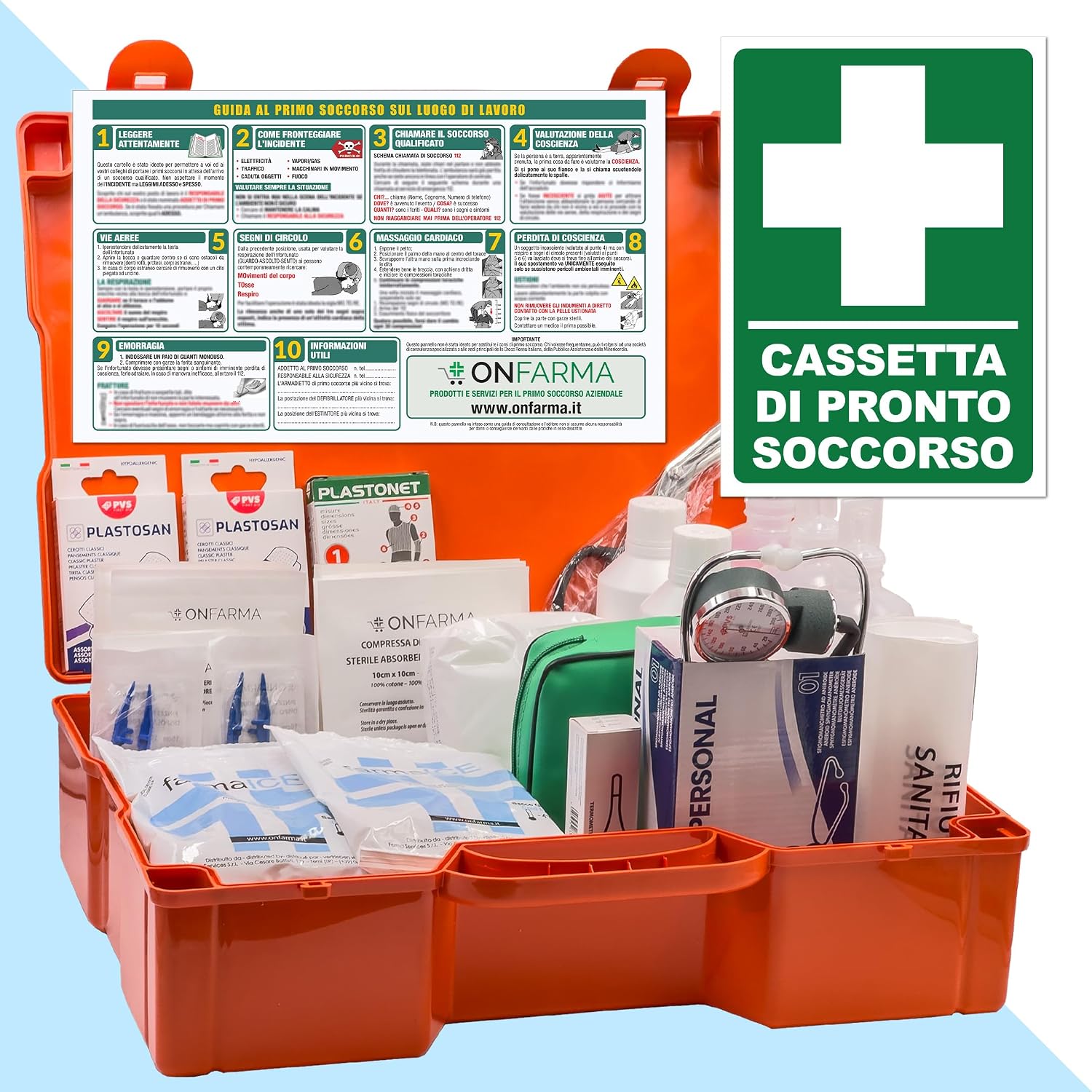 Cassetta Medica ALLEGATO 2 C Valigetta Pronto Soccorso Per Aziende Con Meno Di 3 Lavoratori – D.M. 388/2003, 1,4 Kg, 26x17x7,5 Cm