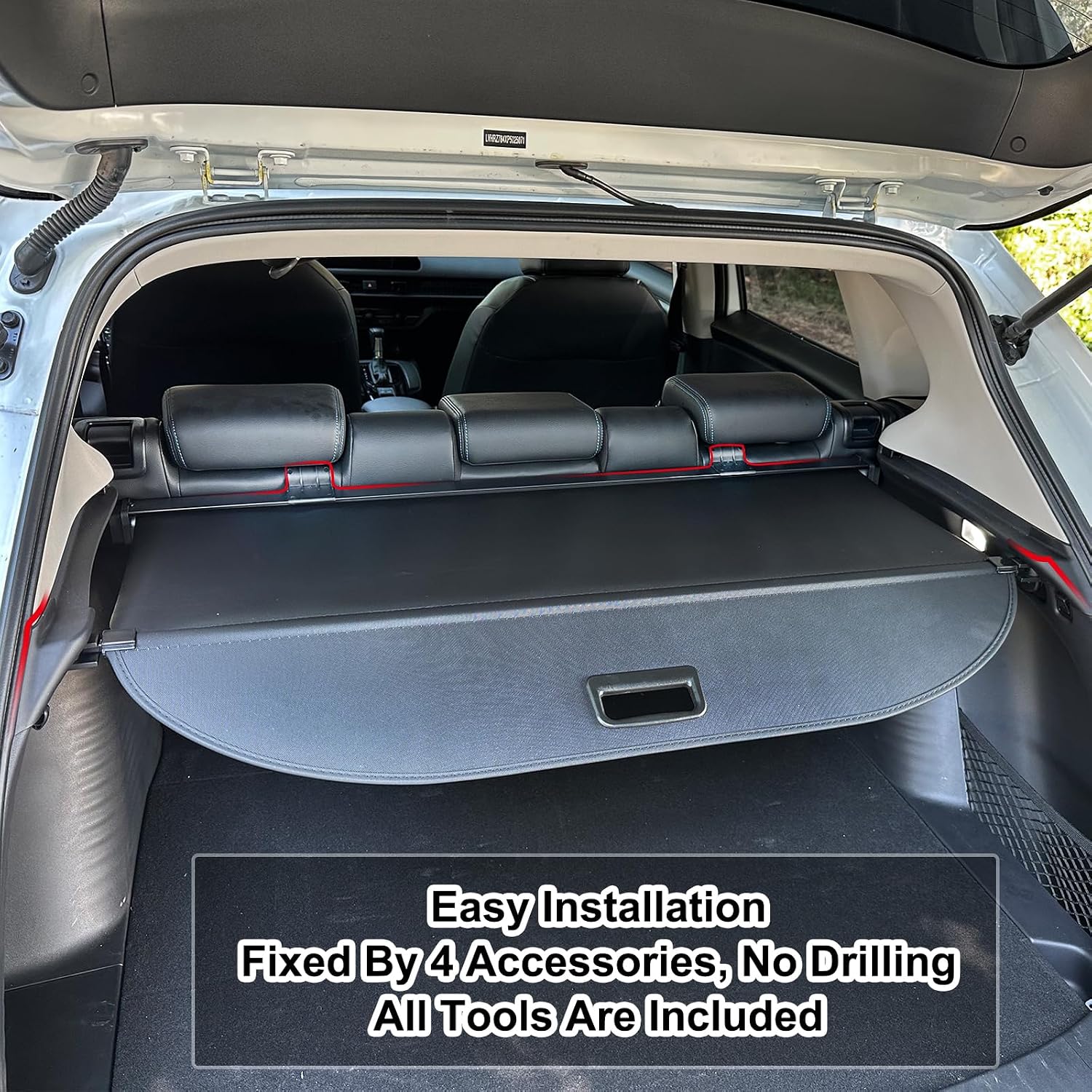 Cargo Cover for 2023 2024 2025 Honda HR-V Accessories,Leather Retractable Trunk Cover for Honda HRV 2023-2025 Accessories Privacy Luggage Security Shield Shade Anti-Peeping(No for Sport)