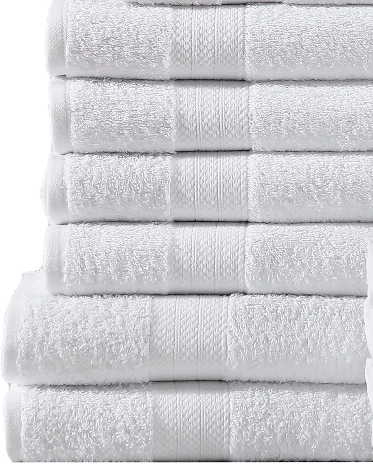 Bath Towels Set for Bathroom - White, 100% Cotton Towels Set, 2 Oversize Bath Sheet, 4 Bath White Towels, 6 Hand Towels, 8 Washcloths and 6 Tip Towels-, Soft and Absorbent Bath Towels - White
