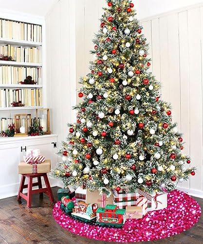 Miniatura 71 de Falda de árbol de Navidad negra de 46 pulgadas, falda de árbol de Navidad con lentejuelas de terciopelo suave, falda de árbol de Halloween