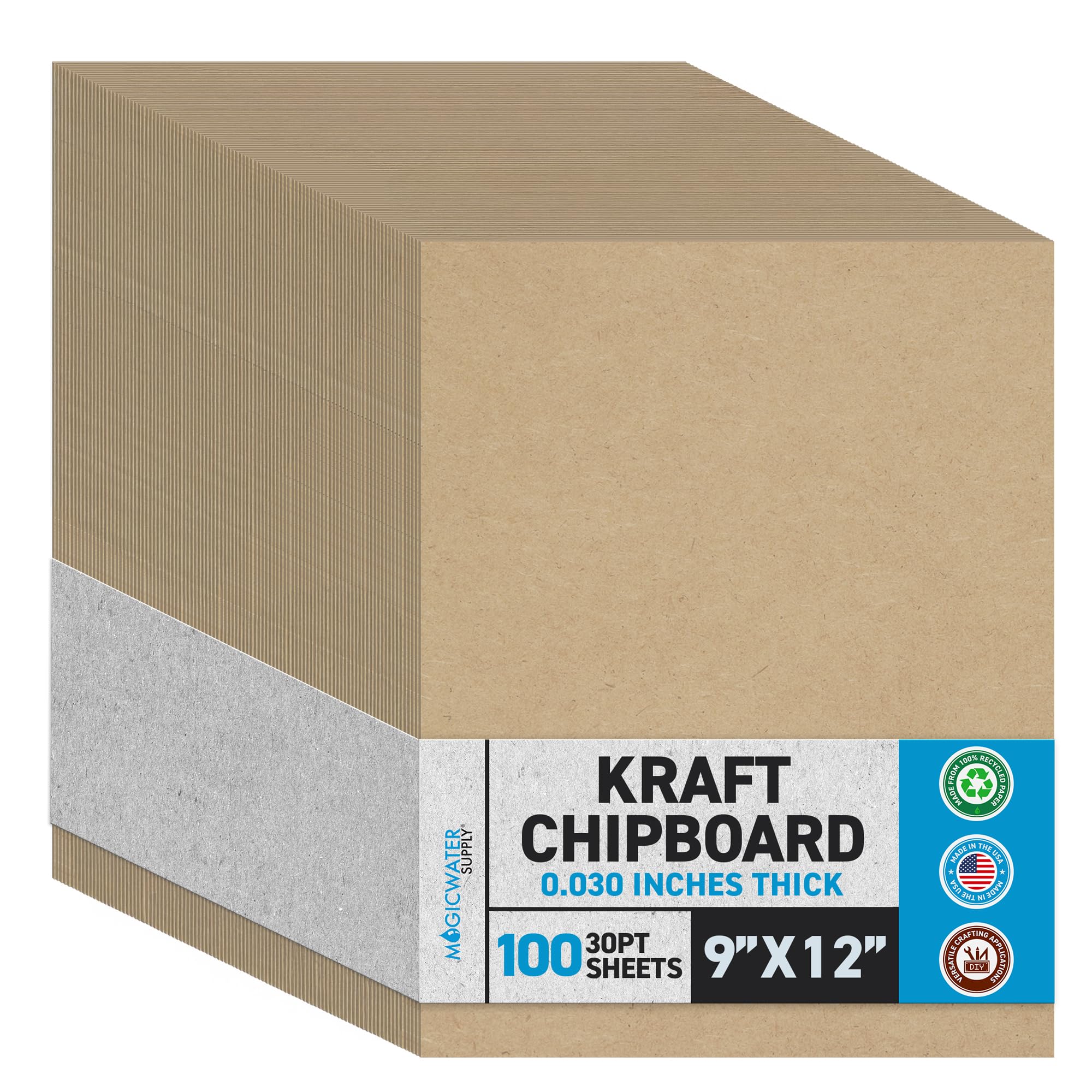 100 feuilles 22,9 x 30,5 cm pour panneaux d'aggloméré – 30pt (Point) Medium Poids Carton Kraft Brun Feuilles d'album et cadre photo Dos (.030 à coulisse papier épais) Tableau | Magicwater Supply