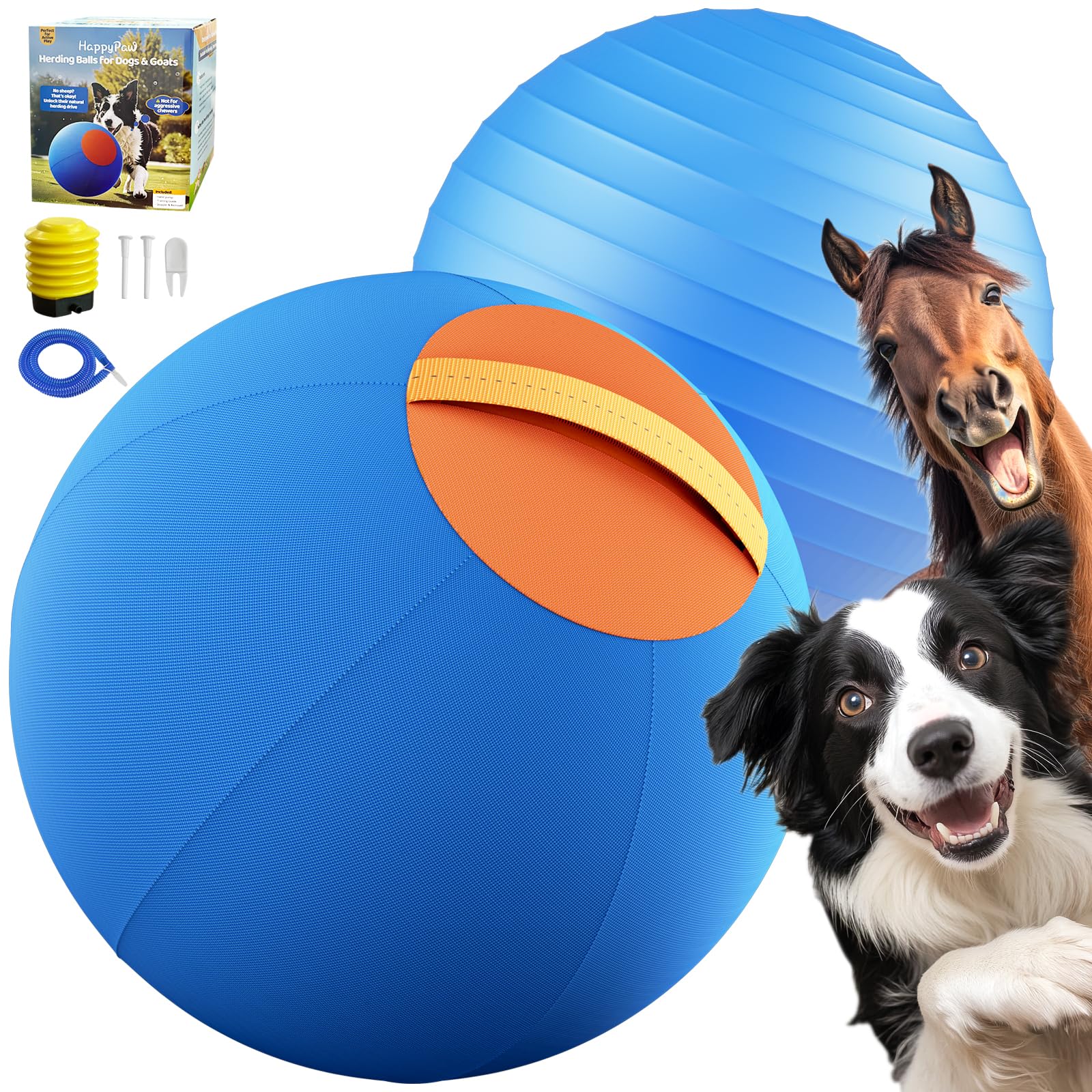 Happypaw 25'' Herding Ball for Dogs – Enhanced Chew Resistance & Heavy-Duty Material,Durable Dog Toy Agility Equipment for Australian Shepherds, Cattle, Border Collies, and Small/Medieum Breed