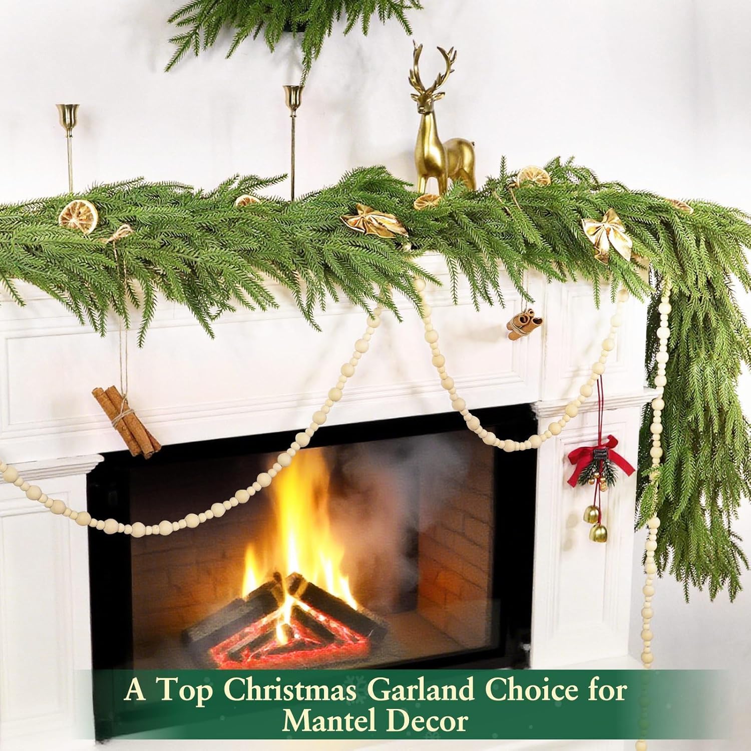 Thick Real Touch Christmas Norfolk Pine Garland Realistic, 6 Ft by 12 Inch Christmas Garland with 120 Branch Tips, Artificial Greenery Garlands for Xmas Holiday Table Fireplace Mantle Indoor Outdoor