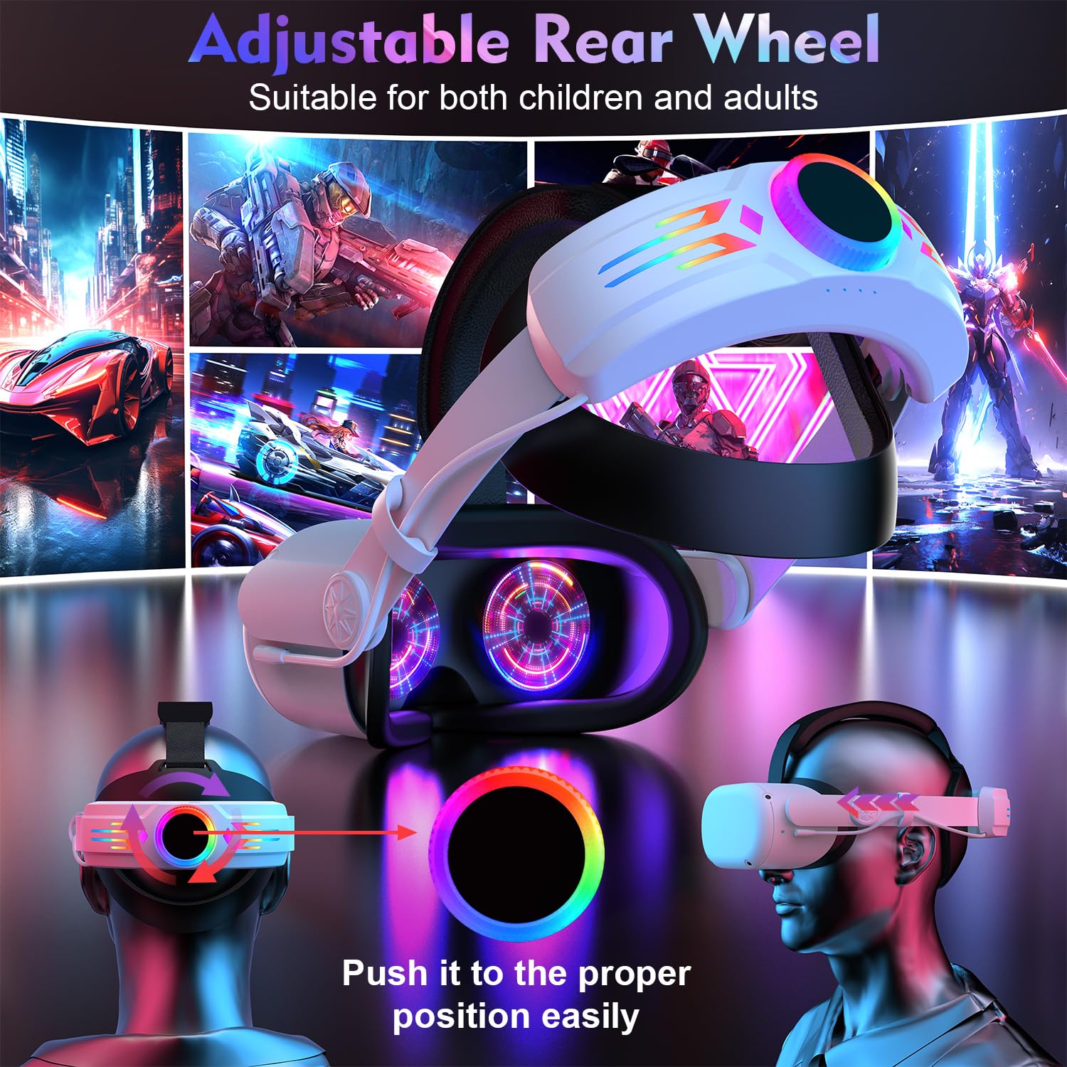 Amazon.co.jp: RGBヘッドストラップ、Oculus Quest 2用12000mAh