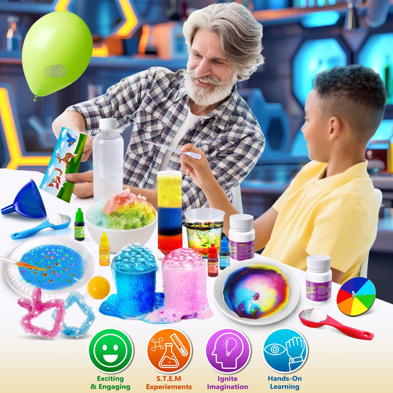 UNGLINGA Kit Científico con 212 Experimentos para Niños, Kit de Ciencias Juego de Química Laboratorio Set, Volcán, Juguete CTIM Educativo Ideas de Regalo de Cumpleaños