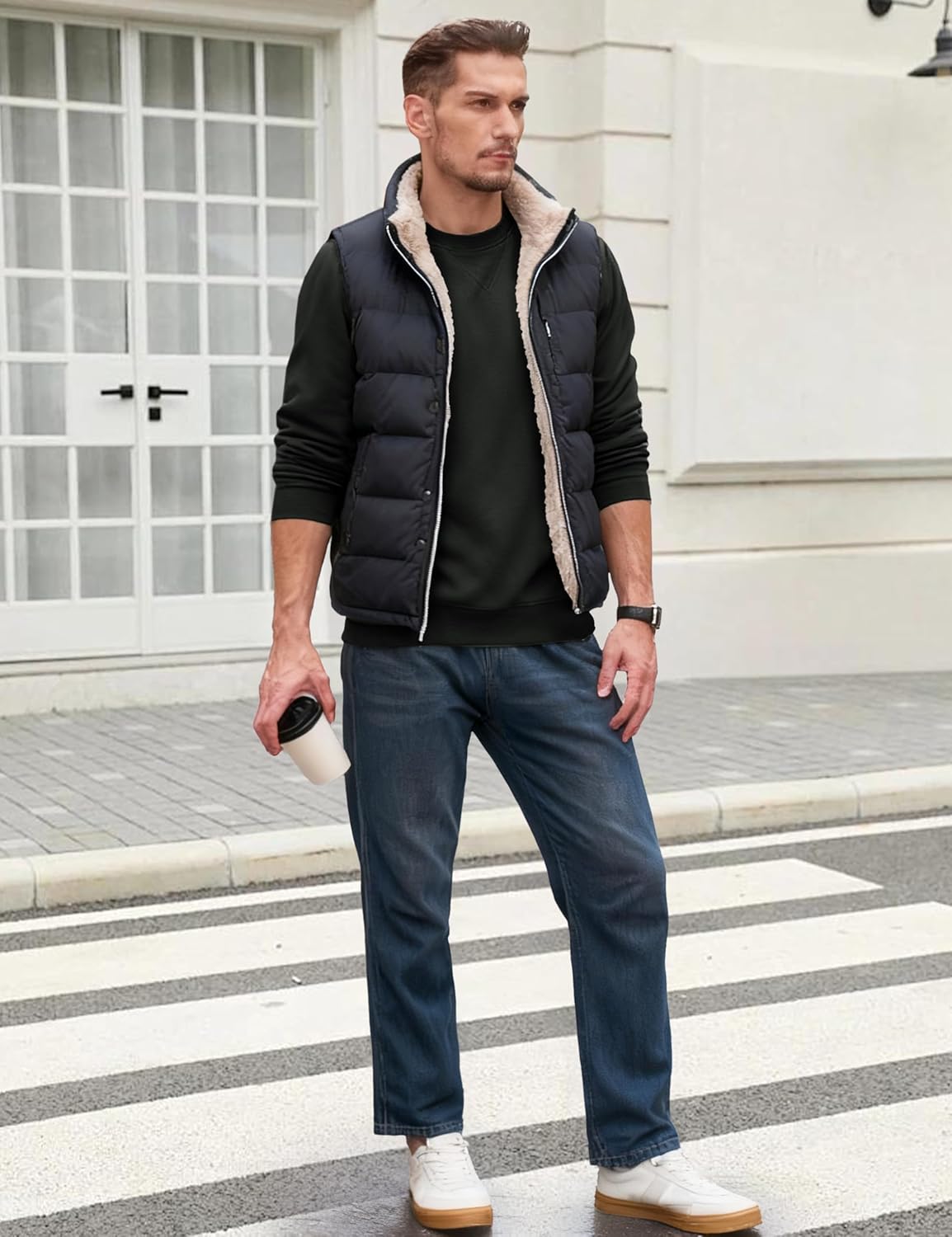 TACVASEN Men's Crewneck Sweatshirt Fleece Lined with Pocket Winter Warm Midweight Casual Long Sleeve Pullover Sweatshirt - Image 3