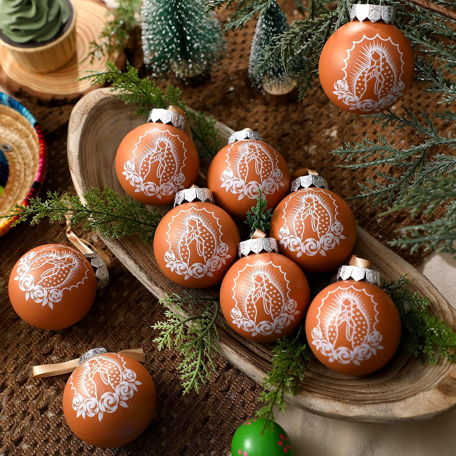 18 Pcs Our Lady of Guadalupe Hanging Ornaments Virgin Mary Christmas Ball 2.36 Inch Plastic Blessed Mother Decorations Nativity Catholic Christmas Religious Christian Ornaments for Xmas - Image 2