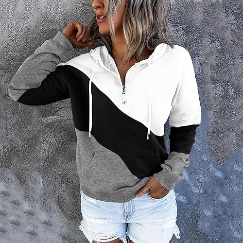 Miniatura 2 de Womens Hooded Sweatshirts Button Collar Hoodies Pullover Drawstring Long Sleeve Shirts Tops Cute Teen Girls Clothes