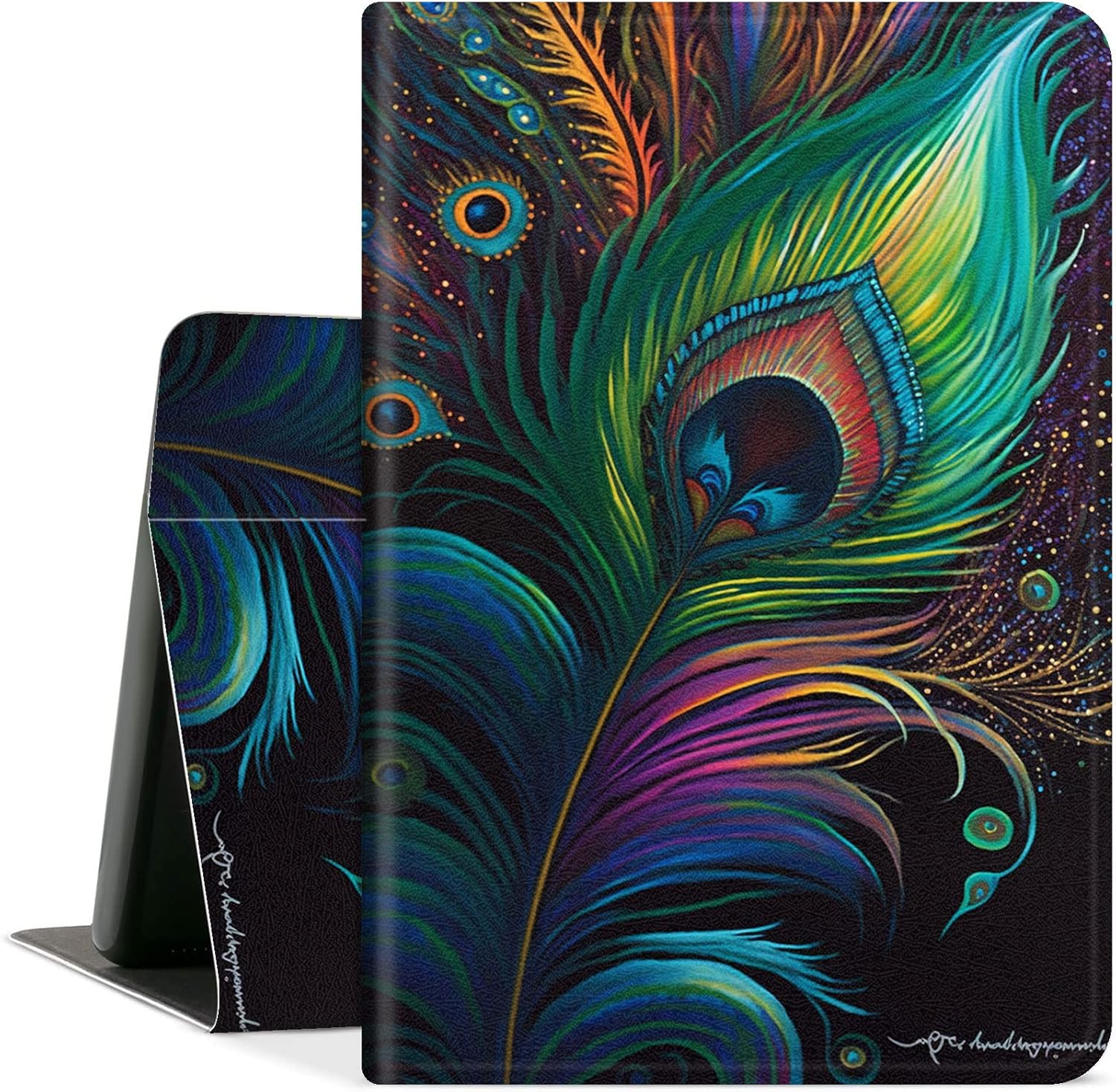 Case for All-New Amazon Kindle Fire HD 8 & 8 Plus Tablet (12th Gen/10th Generation,2022/2020 Release) 8 inch,PU Leather Folio Stand Case with Auto Sleep/Wake,Peacock Feathers