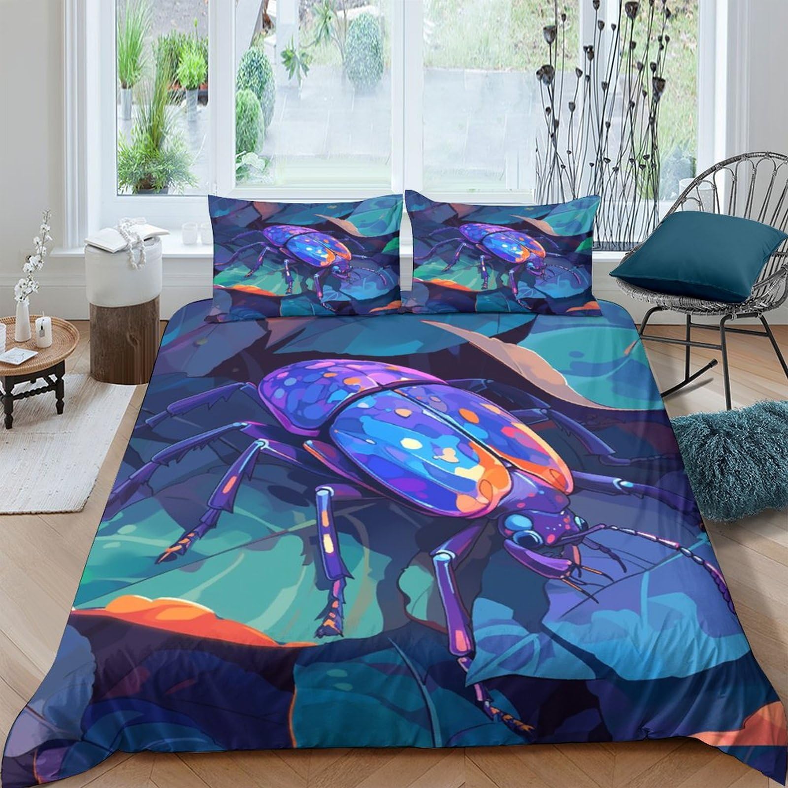 Housse de couette king size ICOBES parure de lit pour literie 220x240 cm