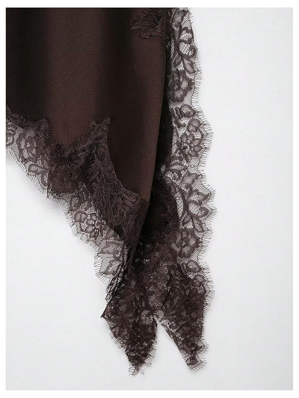 Floerns Women's Satin Lace Dress Layering Asymmetrical Tops Date Night Slip by Floerns - Used condition - Image 3