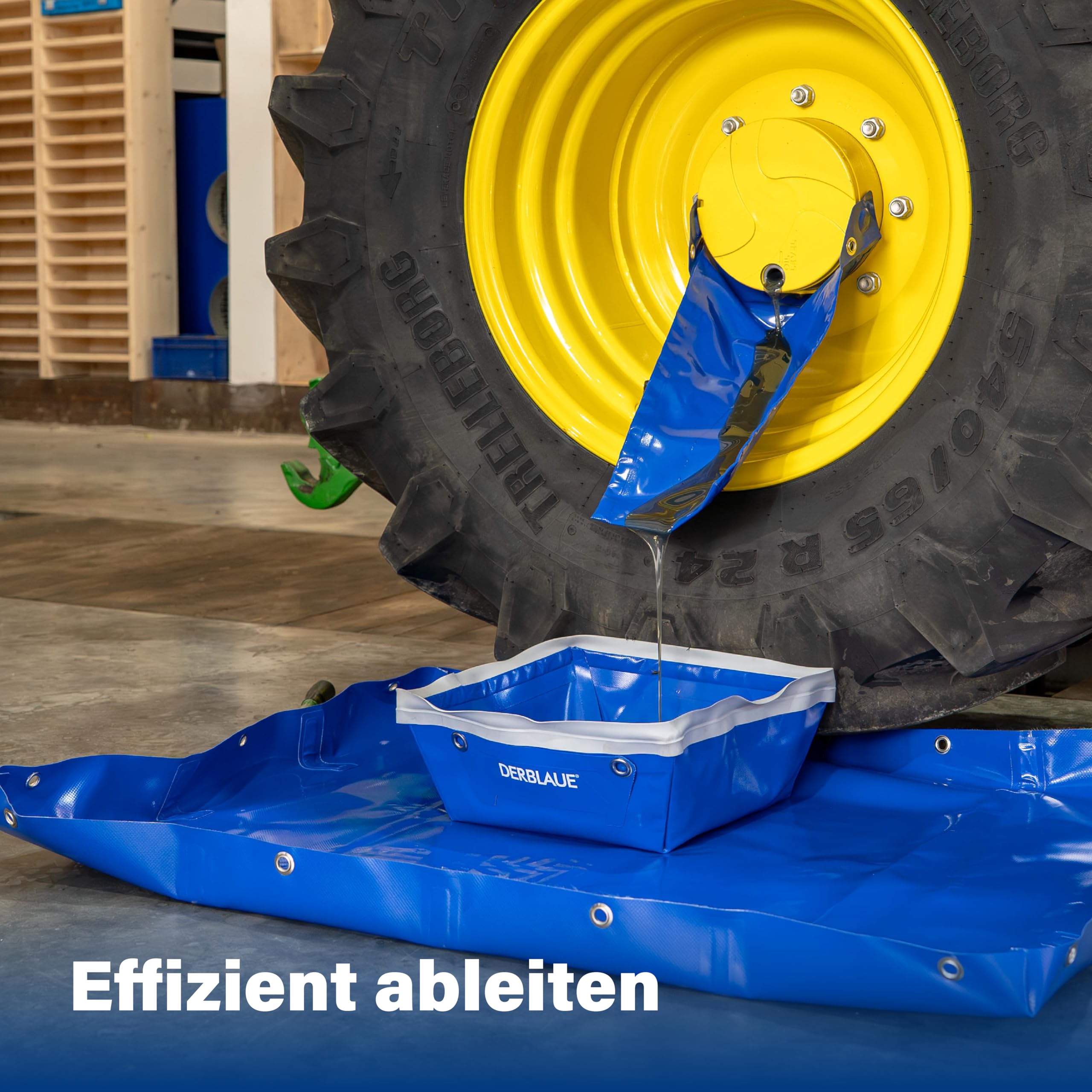 DERBLAUE® Rutsche zum gezielten Leiten von Flüssigkeiten – Auffwangwannen-Zubehör für die Arbeit mit H20 und HYD