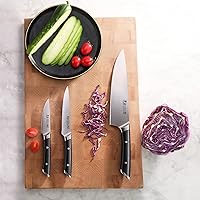 Vista 4 de Cangshan Serie HELENA juego de cuchillos forjados de acero alemán para principiantes (negro, 3 piezas)