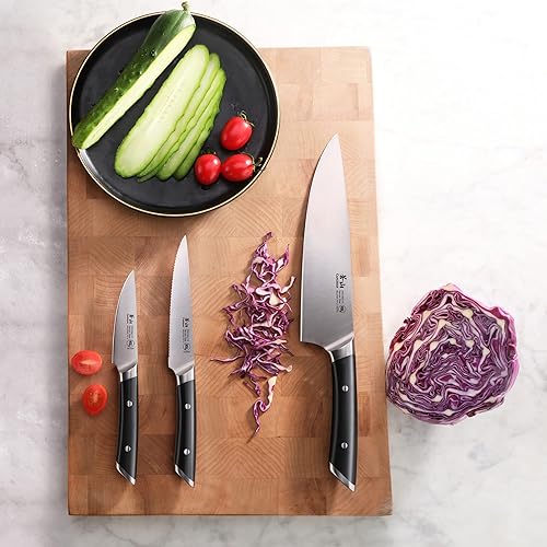 Miniatura 4 de Cangshan Serie HELENA juego de cuchillos forjados de acero alemán para principiantes (negro, 3 piezas)